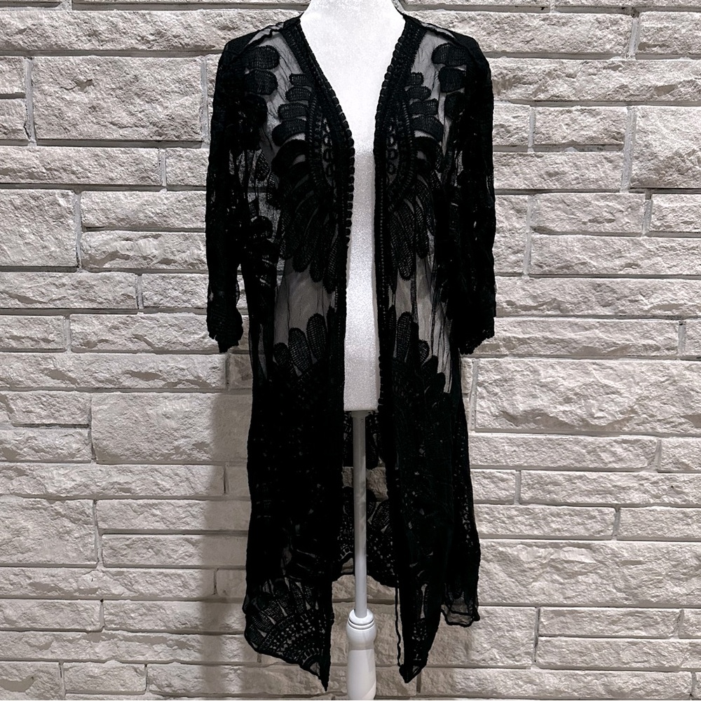 BLACK LACE & SHEER DUSTER/CARDIGAN/KIMONO